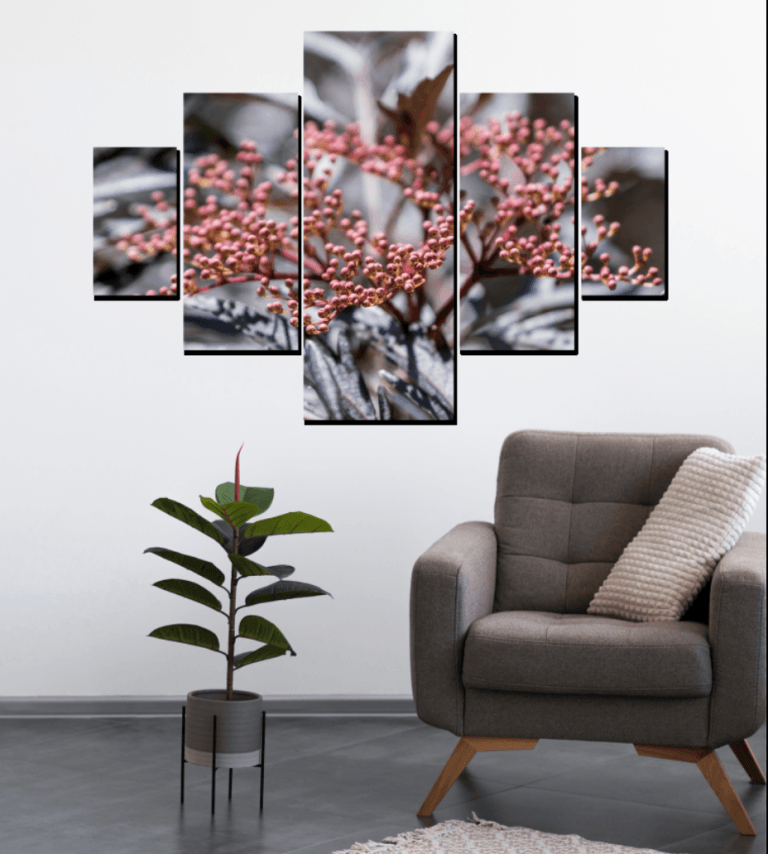 5 tableaux à vendre de fleurs rouges imprimés sur toile