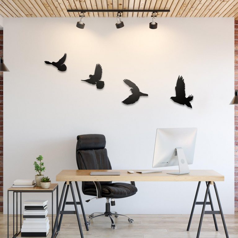 5 Oiseaux noirs en bois à vendre pour accrocher sur le mur
