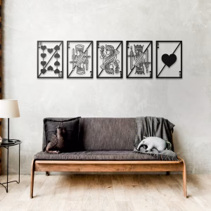 art mural en bois 5 cartes de rummy