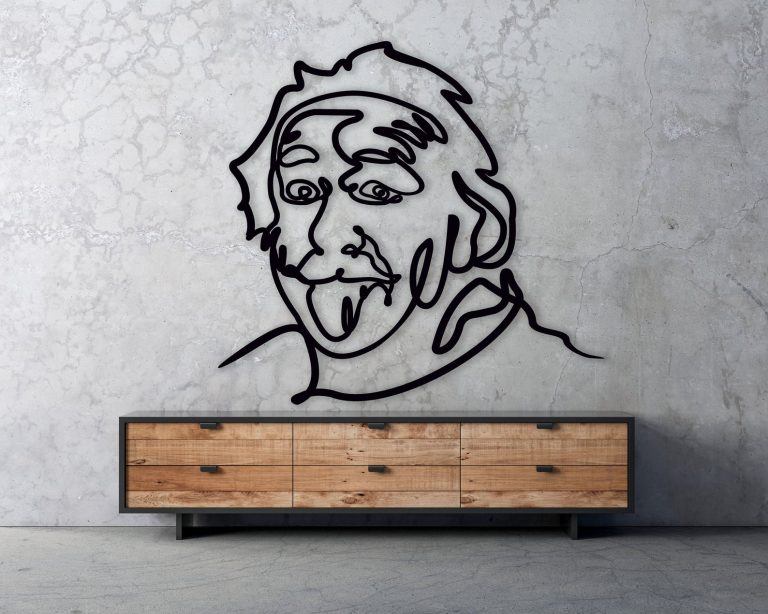 art mural de einstein en bois