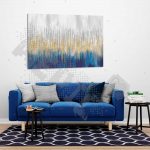 Tableau Silver & Gold Blue Symphony