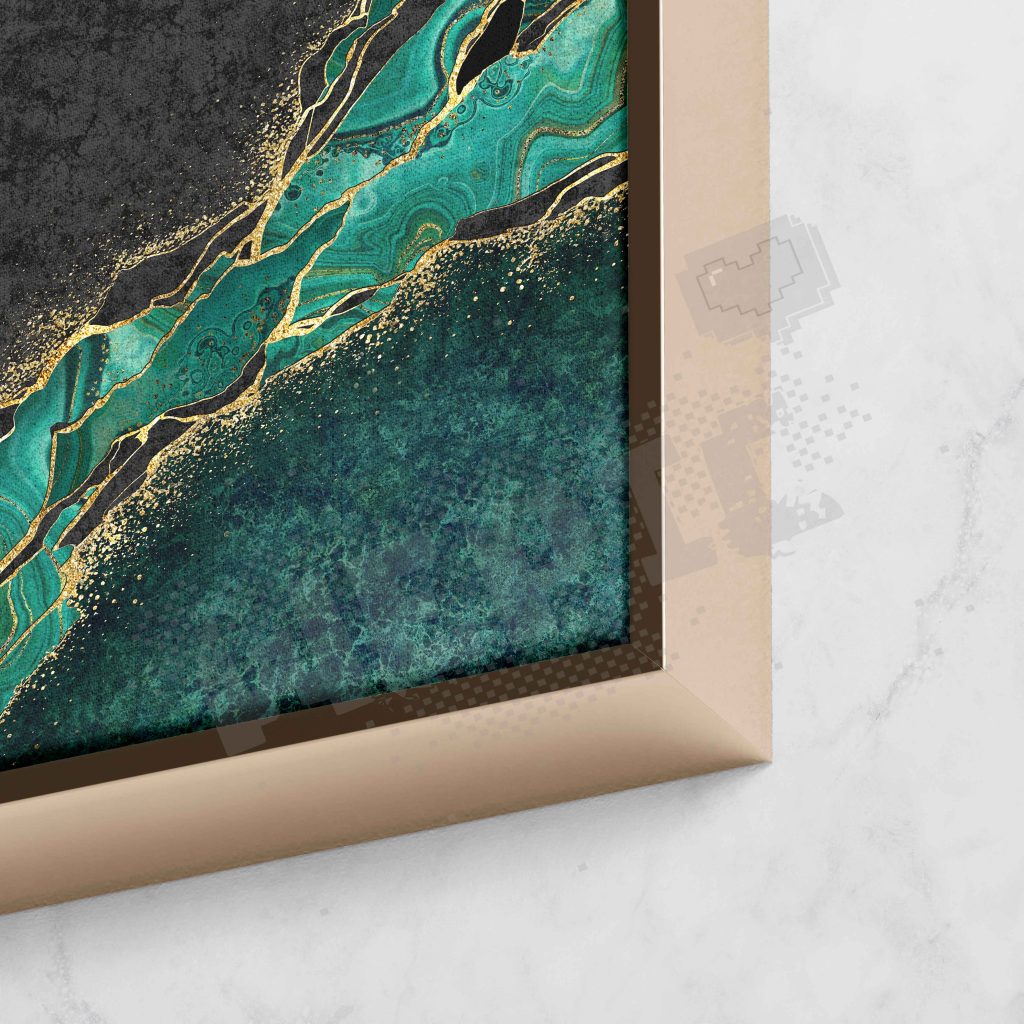 Tableau Marbre noir brillant avec veines dorées