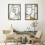 2 Tableaux Minimalistes Art Deco -Bois-
