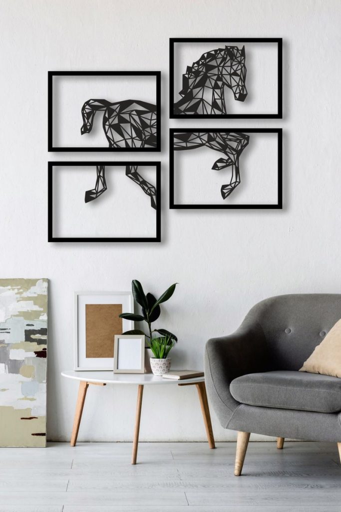 Ensemble de 4 tableaux  -Cheval-