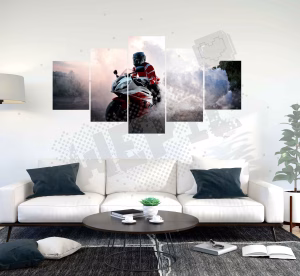 Ensemble de 5 tableaux moto