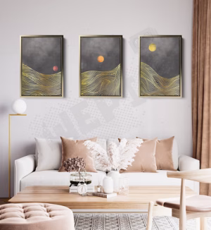 Golden Moon -Triptyque encadré-