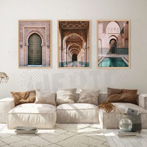 3 tableaux de portes marocaines marrons et bleus
