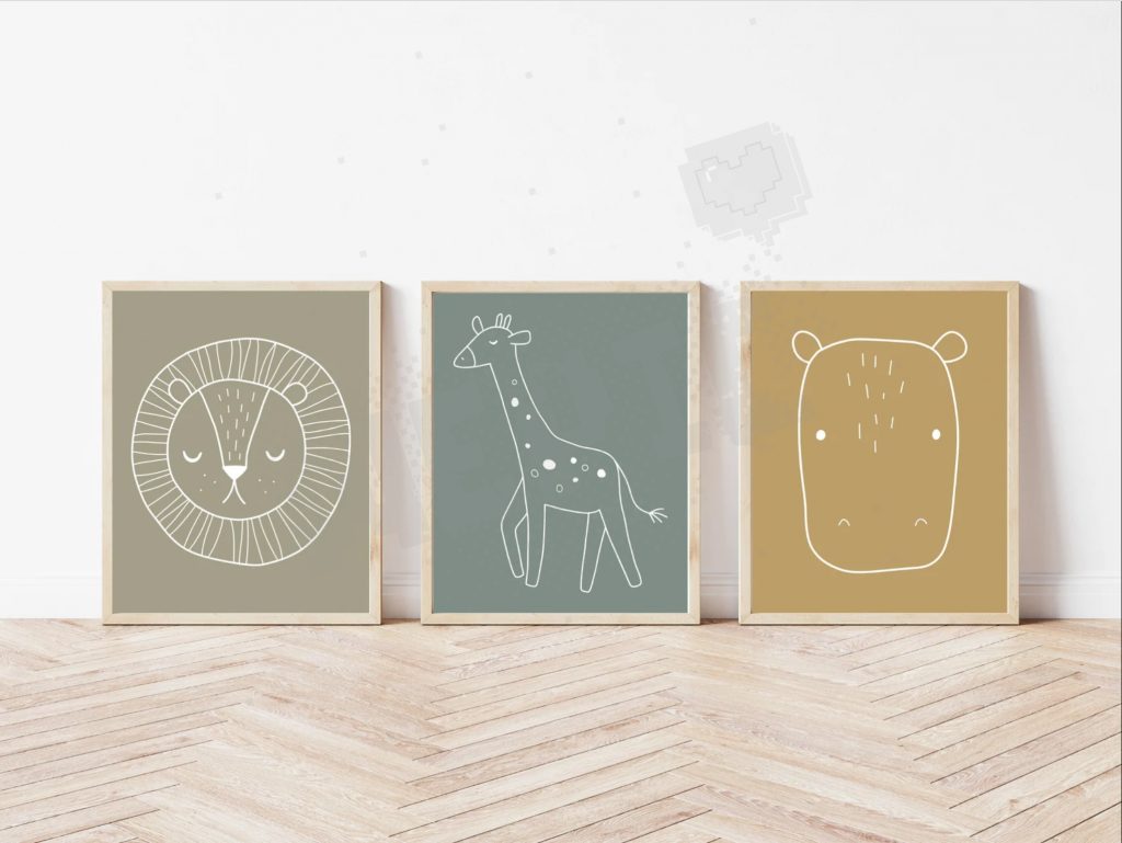 Triplet -Boho- Tableaux d'enfants