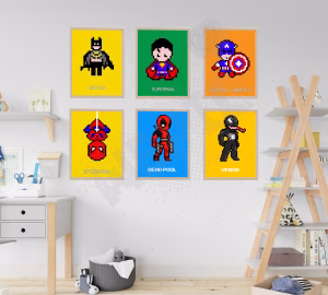 Tableaux Super Heros - Pixel Art -