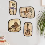 4 Décorations Minimal Bois -Line art-