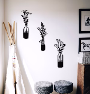Flower-Vase Wooden wall decor -3 Pieces-