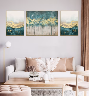 Tableaux doré-vert  Art Abstrait