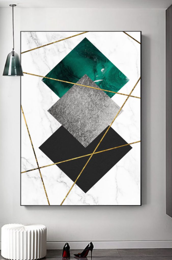 2 Tableaux Marble Gold Line, Geometry