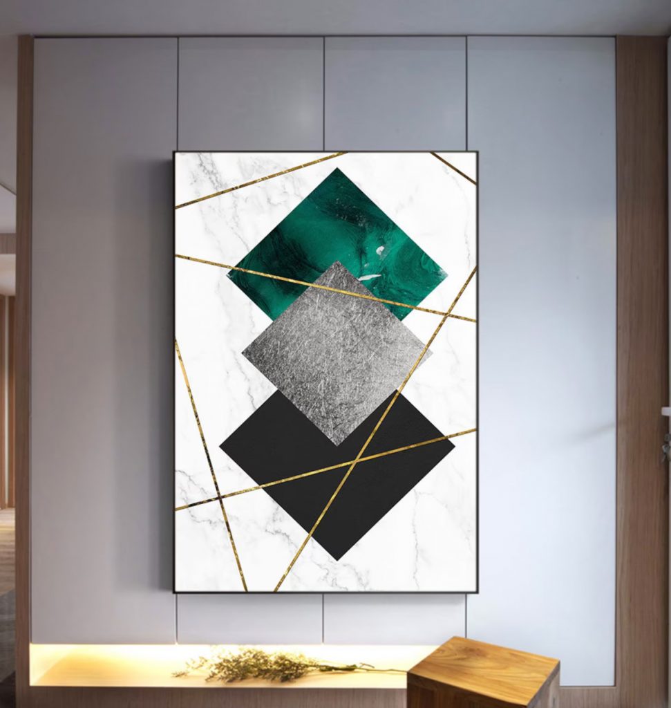 2 Tableaux Marble Gold Line, Geometry