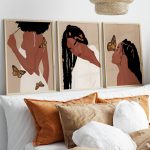 Triptyque Tableaux Décoratifs Femmes Noires Élégantes