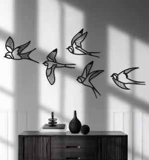 5 Flying Birds - Art mural
