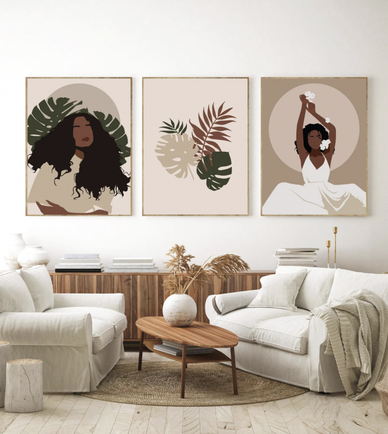 tableaux décoratifs femme et fleurs