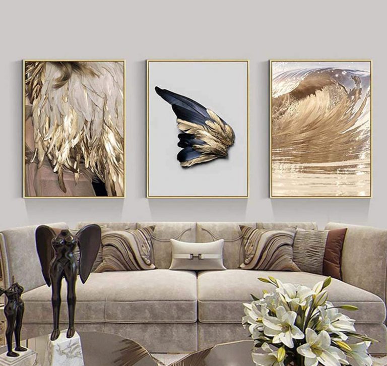tableau décoratif plumes