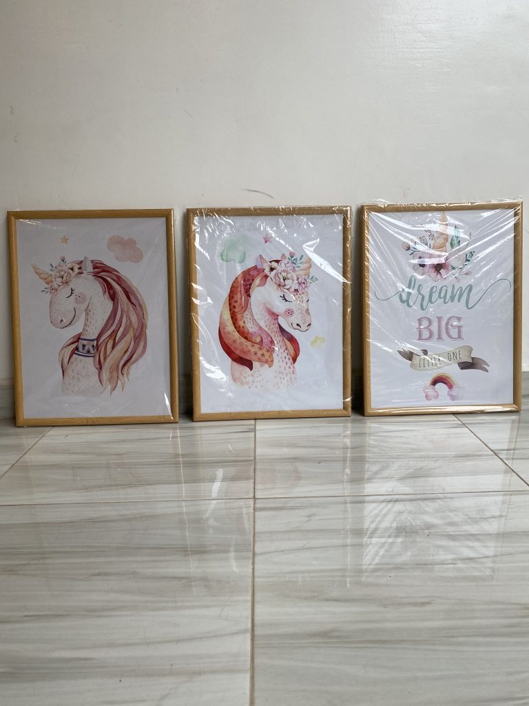 3 tableaux Licornes chambre filles