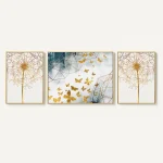 Tableaux Fleurs et Papillons doré