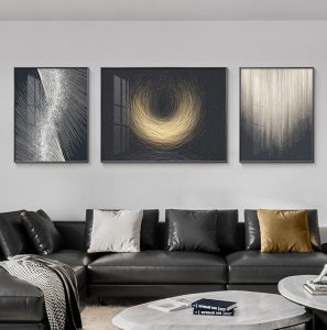 3 tableaux noirs avec des nuances dorés
