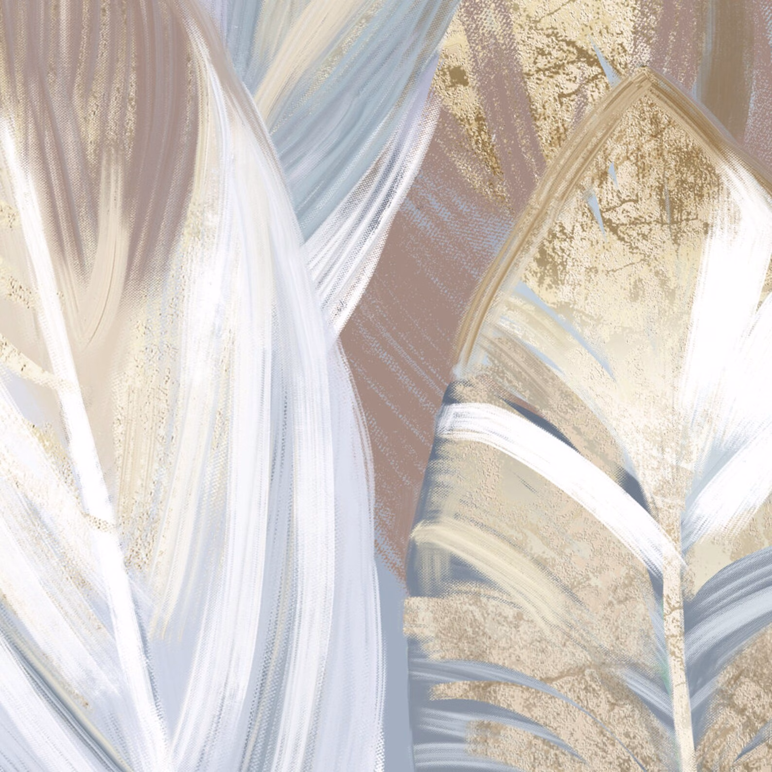 3 Tableaux décoratifs feuilles dorées palmier – Style tropical chic – Image 2