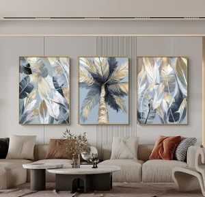 tableaux décoratifs feuilles dorées palmier