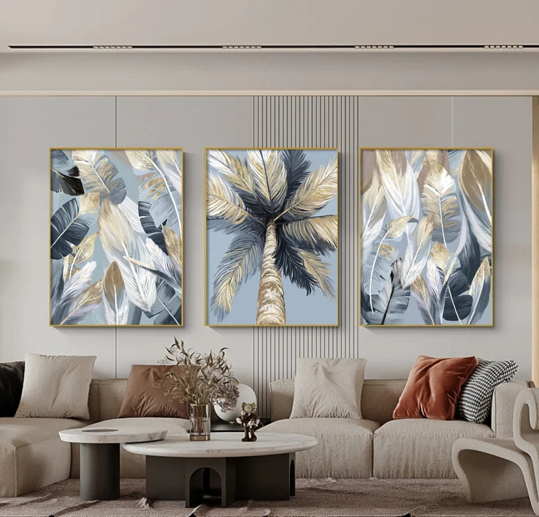 tableaux décoratifs feuilles dorées palmier