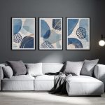 3 Tableaux Décoratifs Nuances de Bleu – Art Abstrait Moderne