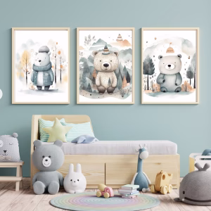 Set 3 tableaux ours enfants