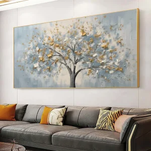 tableau luxe d'arbre avec bleu et doré