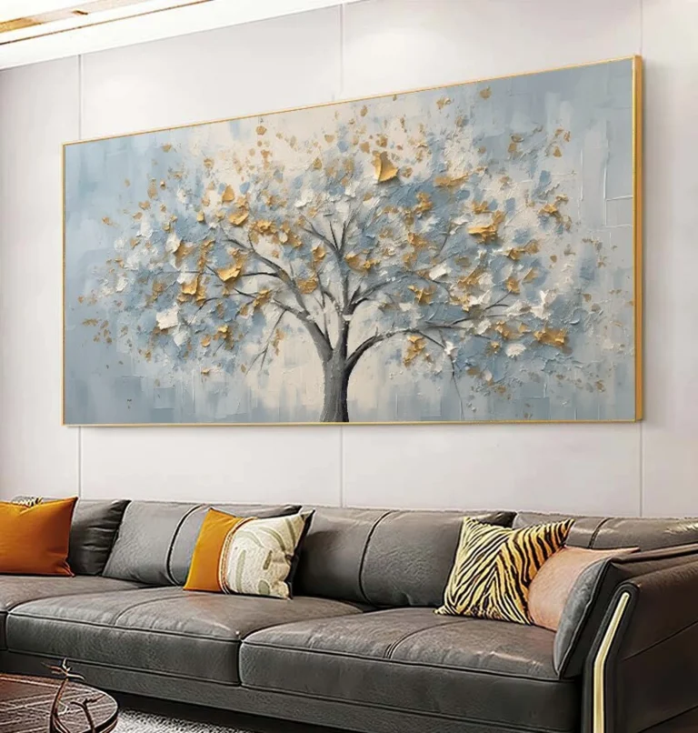 tableau luxe d'arbre avec bleu et doré
