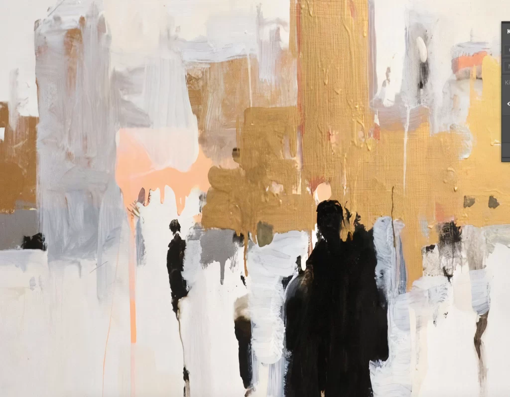 2 tableaux d'hommes en noir et nuances en doré