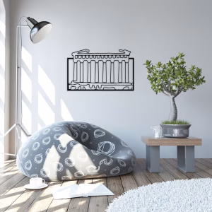 un art mural en bois d'athènes sur le mur d'une chambre