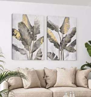 2 Tableaux Fleurs dorée