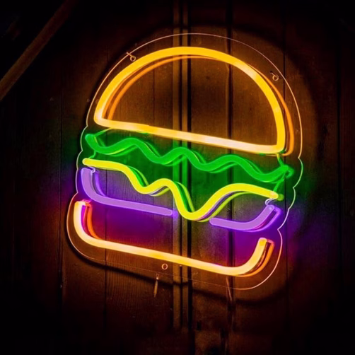 decoration burger neon restaurant