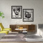Ensemble de Deux Tableaux Abstraits "Visages en Bois"