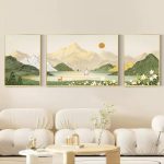 Ensemble d'Art Abstrait Paysager -Vert et Doré-