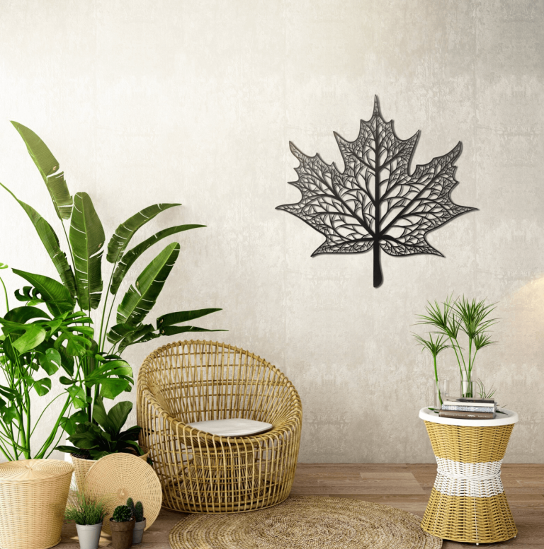 art mural feuille bois