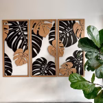 3 Tableaux Muraux avec Feuilles de Monstera