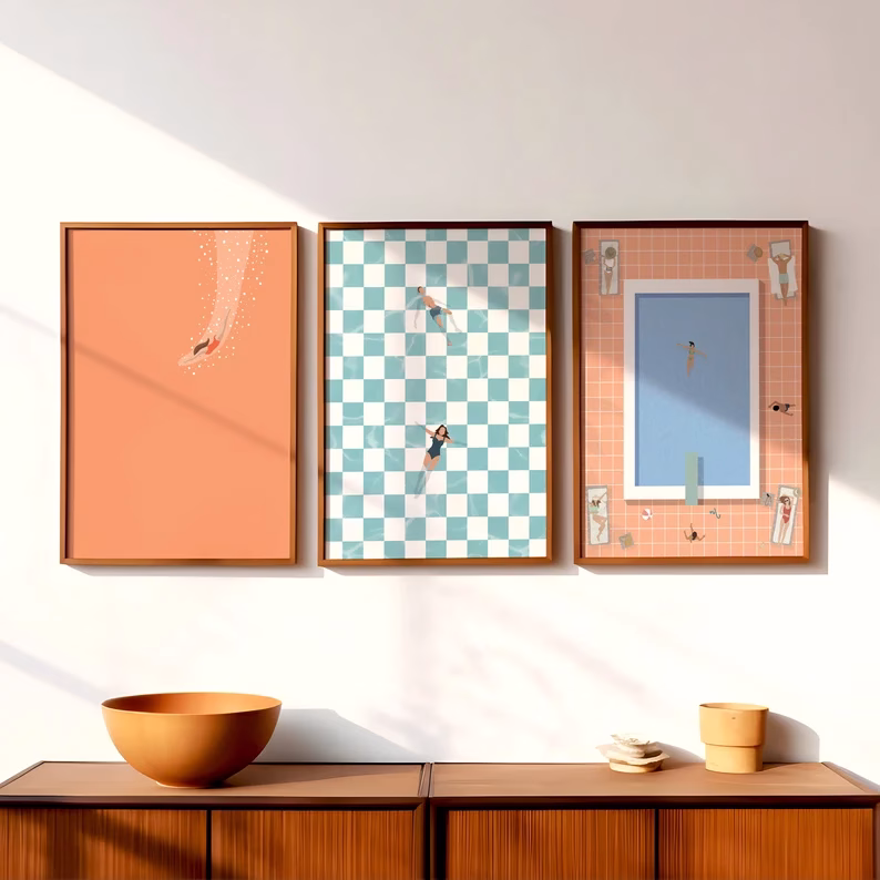 Tableaux minimalistes de plage de piscine – Image 4