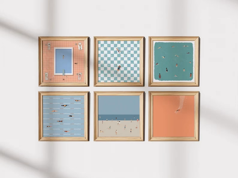 Tableaux minimalistes de plage de piscine – Image 5