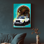 Tableau Traditionnel : Grand Taxi Marocain et Porte Classique