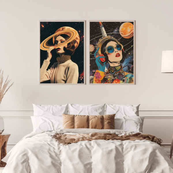 Set de 2 Tableaux Décoratifs Femmes dans l'Espace – Image 3