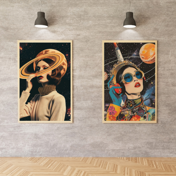 Set de 2 Tableaux Décoratifs Femmes dans l'Espace – Image 4