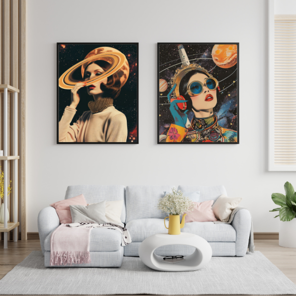 Set de 2 Tableaux Décoratifs Femmes dans l'Espace – Image 5