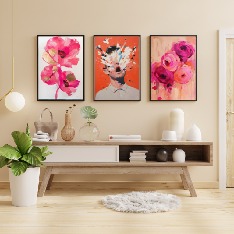 Peintures Fleurs Roses Décoration Murale