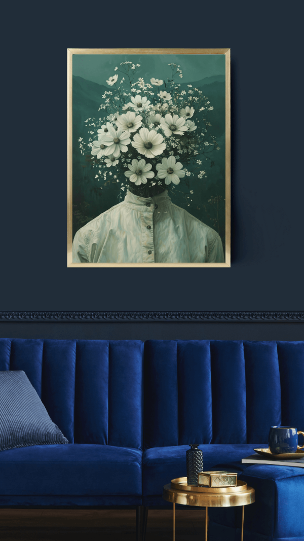 Art Mural Moderne : Homme avec Tête en Bouquet de Fleurs – Image 4