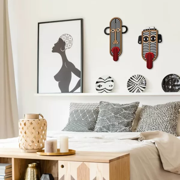Décoration Murale en Bois – Masques Artisanaux Faits Main–