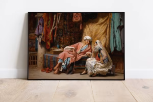 Couple Arabe en Peinture à l’Huile – Art Mural Vintage Imprimable